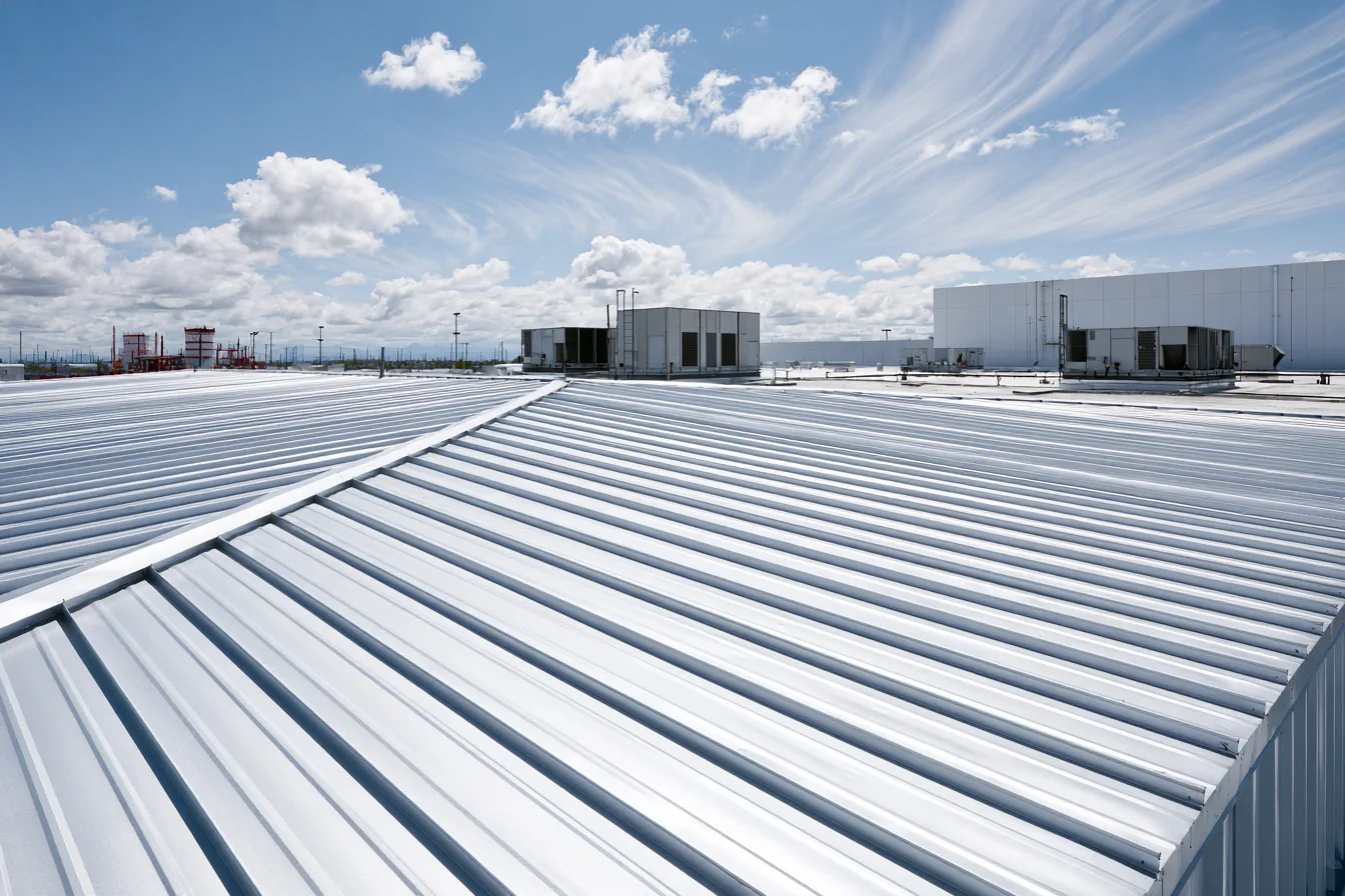 Wide standing-seam expanse on a warehouse roof